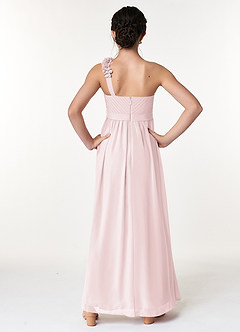 Azazie Flower Junior Blushing Pink A-Line Pleated Chiffon Dress image2