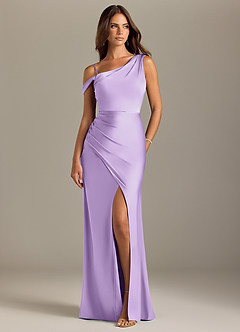 Azazie Madelyn Bridesmaid Dresses Lilac Mermaid Off the Shoulder Stretch Satin Convertible Dress image8