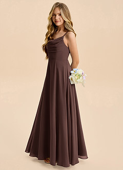 Azazie Gia Junior Ganache A-Line Pleated Chiffon Dress image1