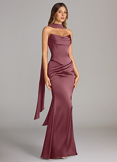 Azazie Sorrel Bridesmaid Dresses Desert Rose Mermaid Strapless Stretch Satin Convertible Dress image3