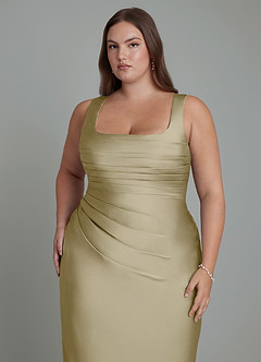 Azazie Agustina Bridesmaid Dresses Moss Green Mermaid Corset Stretch Satin Dress image12