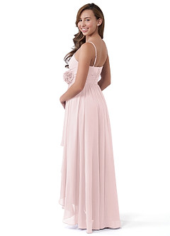 Azazie Catalina Vestido de Rosa Rubor de Gasa/ Chiffon de Acampanado con Volante image5