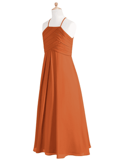 Azazie Ginger Junior Cinnamon A-Line Pleated Chiffon Dress image9