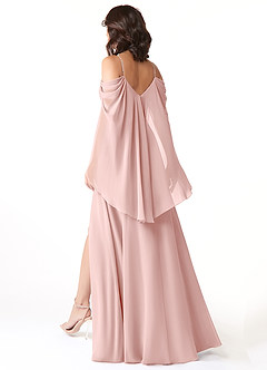 Azazie Cienna Bridesmaid Dresses Powder Pink A-Line Long Sleeve Chiffon Dress image5