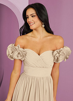 Barbie ♥ Azazie Jurken voor bruidsmeisjes Converteerbaar Jurk van Chiffon met A-Lijn Off the Shoulder Champagne image21