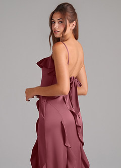 Azazie Malia Brautjungfernkleider A-Linie Seitliche Cut-Outs Stretch-Satin Kleid Wüstenrose image2