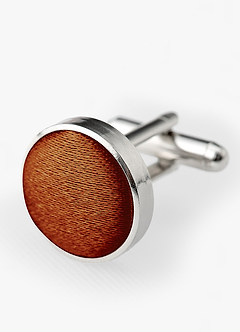 front Rounded Metallic Satin Cuff Links
