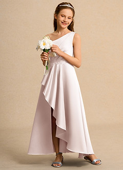 Azazie Taffy Junior Formal Flower Girl Klänningar Klä A-Line i Matt satäng Spets image4