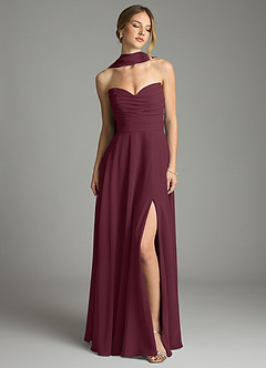 Azazie Ayla Abiti da Damigella Abito A-Line in Chiffon Scollo a Cuore Cabernet image7