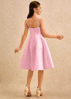 Azazie Posey Girls Formal Blumenmädchenkleider A-Linie Herzausschnitt Blumen-Jacquard Kleid Zartrosa image2