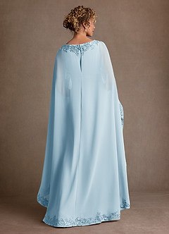 Azazie Artemisia vestidos de madre de la novia Vestido de Azul Cielo de Gasa de Corte Recto con Encaje image3