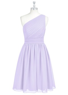 Azazie Katrina Bridesmaid Dresses Lilac A-Line One Shoulder Chiffon Dress image6