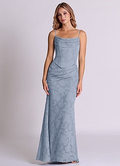 Azazie Sorrel Vestidos de damas de honor Vestido de Azul Polvoriento de Devorado Floral de Corte Sirena Convertible con Corsé image6