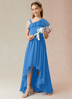 Azazie Mango Junior Blue Jay A-Line Ruched Chiffon Dress image2