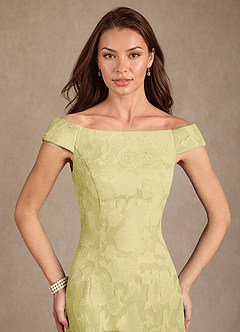 Azazie Moore Abiti per la Madre della Sposa Abito A-Line in Burnout Floreale Scollo a barca Sorbetto Al Limone image5