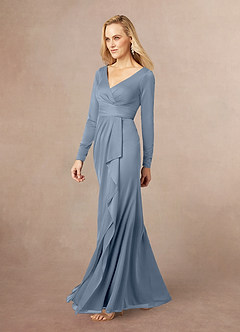 Azazie Risa Mother of the Bride Dresses Twilight Mermaid V-Neck Pleated Mesh Dress image2