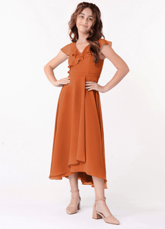 Azazie Posie Junior A-Linie Gestreift Chiffon Kleid Kanel image4