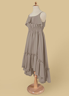 Azazie Karmen Flower Girl Dresses Taupe A-Line Ruched Chiffon Dress image8