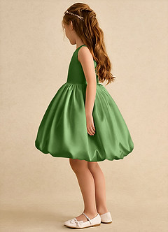 Azazie Nirvana Robe Demoiselle D'honneur Fillette Robe Princesse en Mat Satiné Rayé Basilic image4