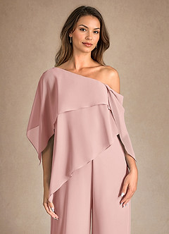 Azazie Halima Abiti per la Madre della Sposa Abito Tuta Pantaloni in Chiffon Spacco Laterale Rosa Cipria image8