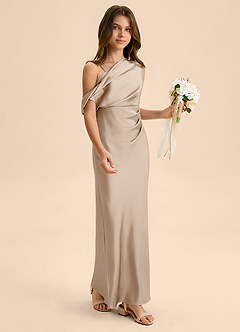 Azazie Emerson Junior Klä av Tubklänning i Stretch Satin Av axeln image5