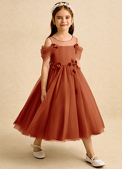 Azazie Juni vestidos de niña de las flores Vestido de Pimenton de Tul de Princesa con Plisado image6