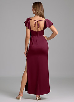 Azazie Demia Bridesmaid Dresses Mulberry Sheath Sweetheart Neckline Stretch Satin Dress image6