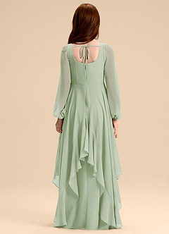 Azazie Clara Junior Abito A-Line in Chiffon Blusa Verde Salvia image2