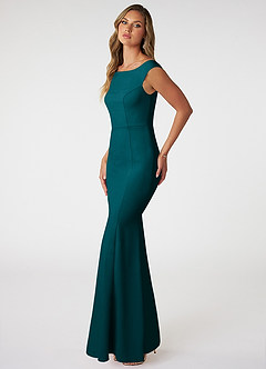 Azazie Nicolina Bridesmaid Dresses Peacock Mermaid Square Neckline Stretch Crepe Dress image3