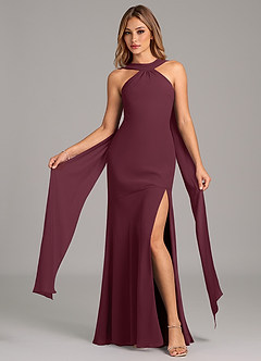 Azazie Kinsley Bridesmaid Dresses Cabernet Mermaid Pleated Chiffon Dress image5