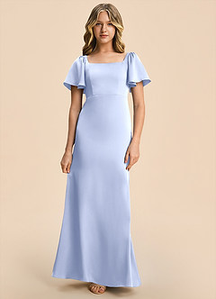Azazie Chace Junior Ice Sheath Stretch Satin Dress image4