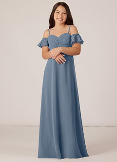 Azazie Juna Junior Twilight A-Line Off the Shoulder Chiffon Dress image4