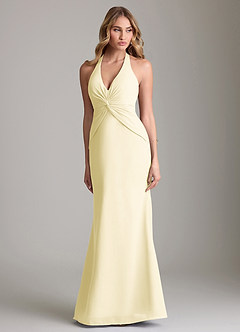 Azazie Valerie Bridesmaid Dresses Lemon Sorbet Mermaid Pleated Chiffon Dress image1