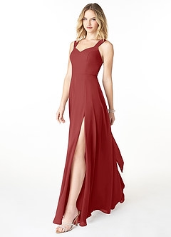 Azazie Julie Vestidos de damas de honor Vestido de Óxido de Gasa de Corte en A con Escote de Corazón image3