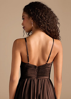 Azazie Alia Bridesmaid Dresses Ganache A-Line Pleated Metallic Satin Dress image6