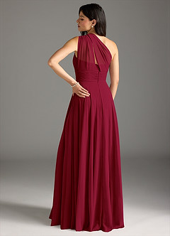 Azazie Charlize Bridesmaid Dresses Burgundy A-Line One Shoulder Chiffon Dress image2