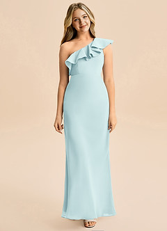 Azazie Alissa Junior Sea Glass Mermaid Ruched Chiffon Dress image5