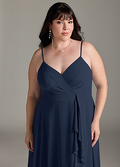 Azazie Akita Bridesmaid Dresses Dark Navy A-Line Chiffon Dress image9