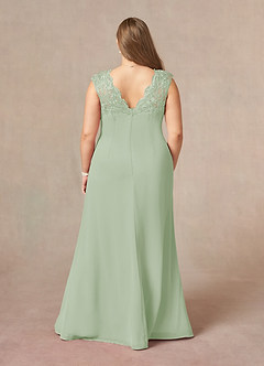 Azazie Gladys Mother of the Bride Dresses Dusty Sage A-Line Queen Anne Lace Chiffon Dress image8