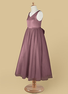 Azazie Marybell Flower Girl Dresses Vintage Mauve A-Line Bow Tulle Dress image11