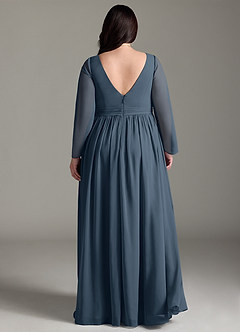 Azazie Teton Maternity Bridesmaid Dresses A-Line Long Sleeve Chiffon Floor-Length Dress image8