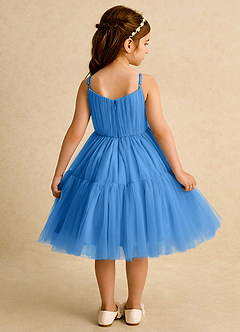 Azazie Osea Blumenmädchenkleider Ballkleid Plissee Tüll Kleid Blauhäher image2