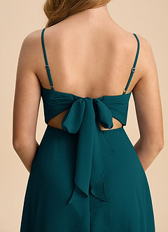 Azazie Shale Junior Pine A-Line Bow Chiffon Dress image7