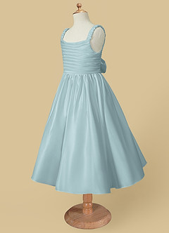 Azazie Cutie Pie Flower Girl Dresses Mist A-Line Pleated Matte Satin Dress image6