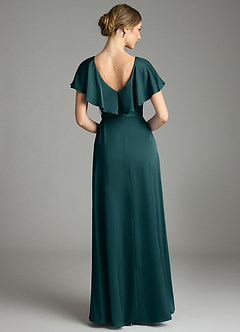 Azazie Lainey Bridesmaid Dresses Pine A-Line with Pockets Stretch Satin Dress image7