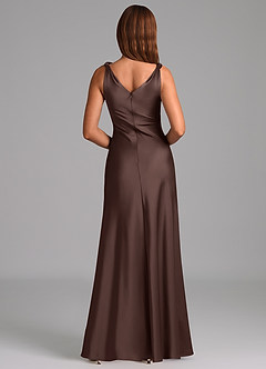 Azazie Nerine Bridesmaid Dresses Ganache A-Line Pleated Stretch Satin Dress image5