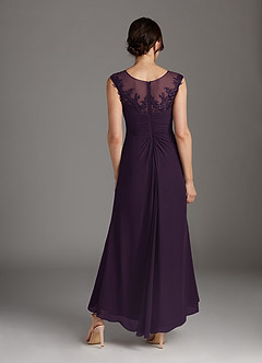 Azazie Endora Mother of the Bride Dresses Plum A-Line Scoop Lace Chiffon Dress image4