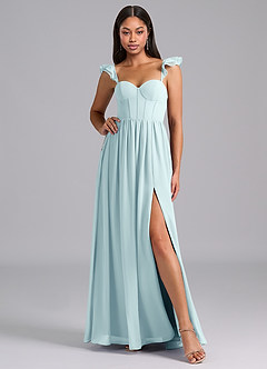 Azazie Denisse Bridesmaid Dresses Sea Glass A-Line Ruched Chiffon Dress image5
