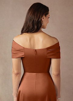 Azazie Amelia Mother of the Bride Dresses Copper A-Line Off the Shoulder Stretch Satin Dress image8