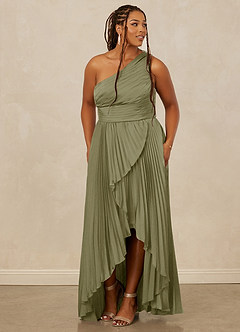Christian Siriano Bridal for Azazie 1008 Bridesmaid Dresses Pistachio A-Line One Shoulder Stretch Satin Dress image11